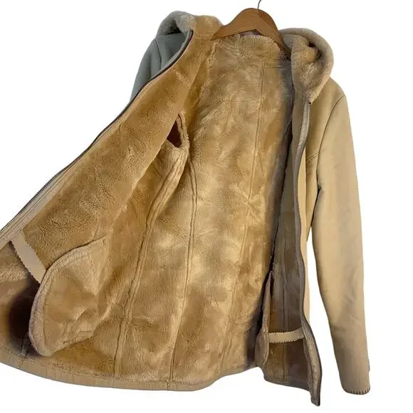 Vintage Tan Faux Fur Lined Jacket Marvin Richards M